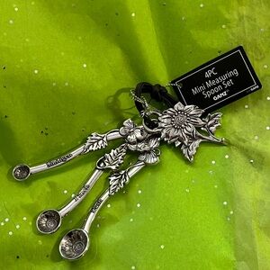 Ganz Mini Measuring Spoon Set Smidgen Pinch Dash Butterfly Flowers NIB